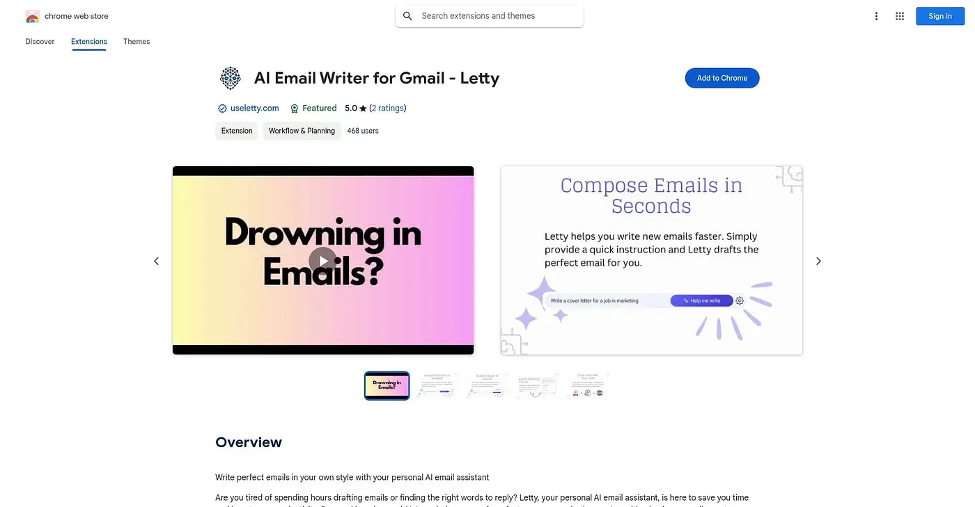 Screenshot of AI Email Writer for Gmail - Chrome Extension