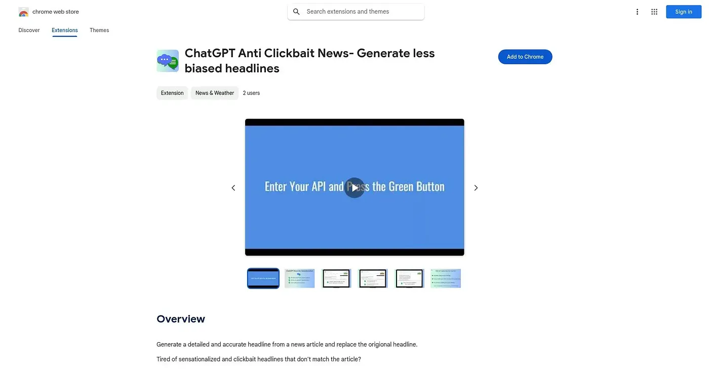 Screenshot of ChatGPT News De Sensationa Chrome Extension