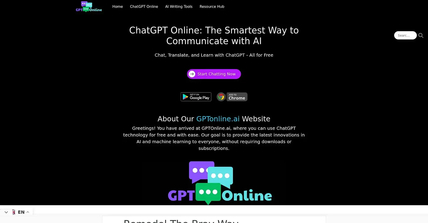 Screenshot of ChatGPT Online