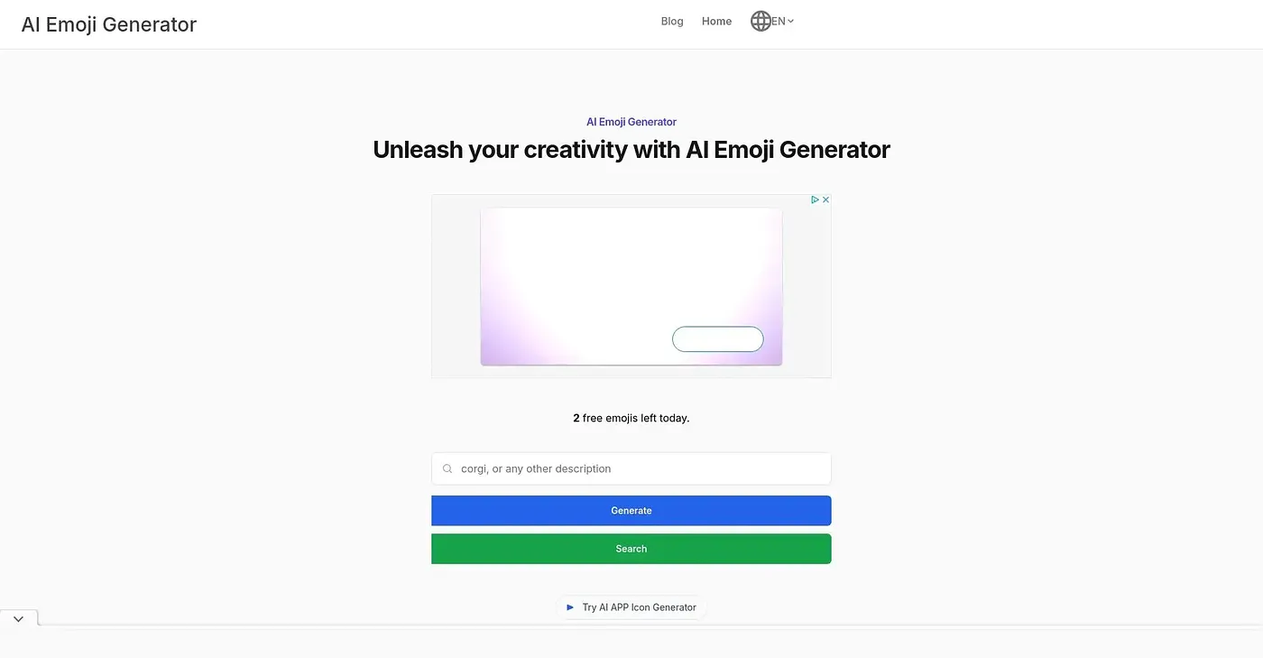 Screenshot of AI Emoji Generator