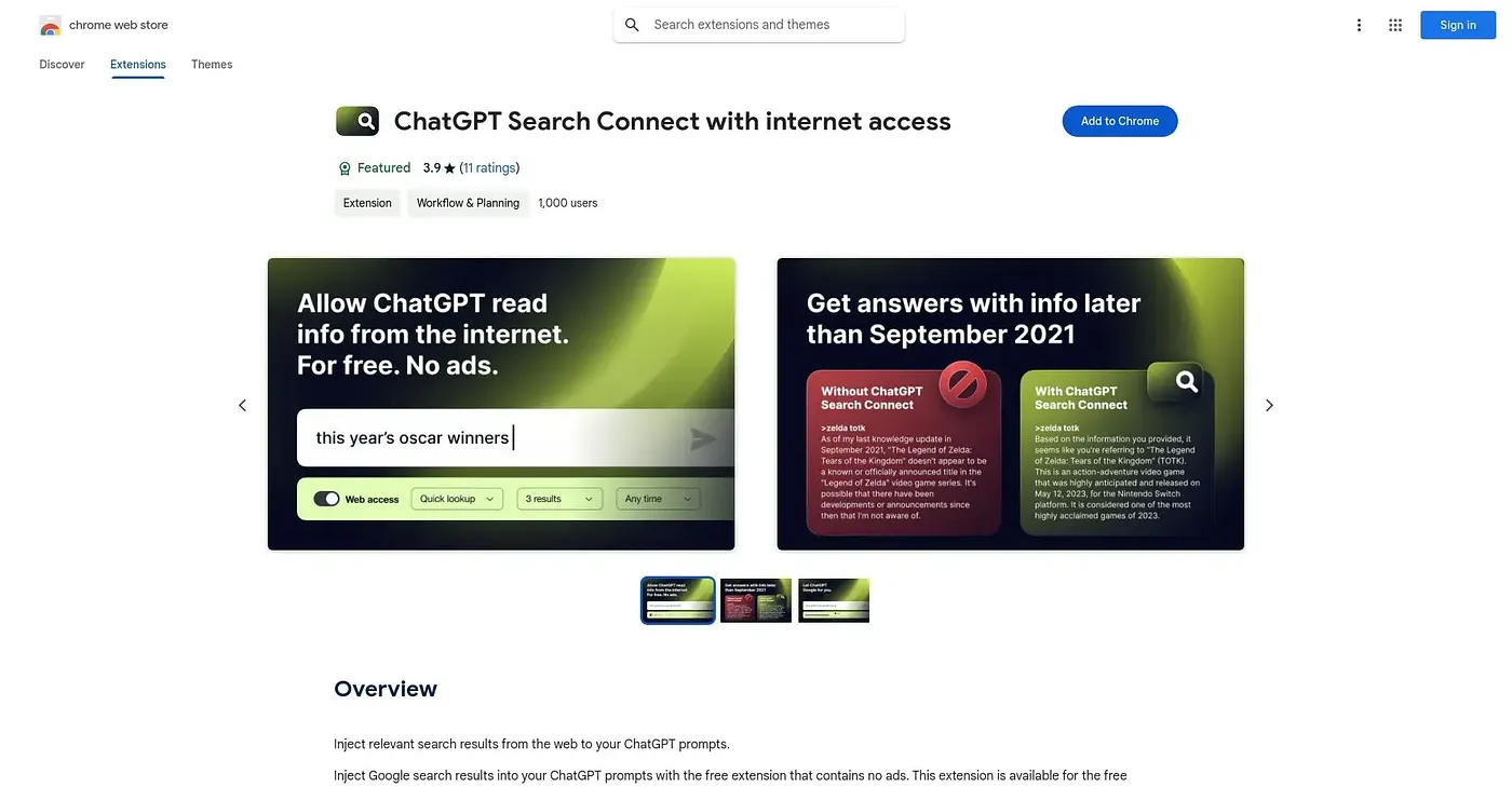 Screenshot of ChatGPT Search Connect WI Chrome Extension