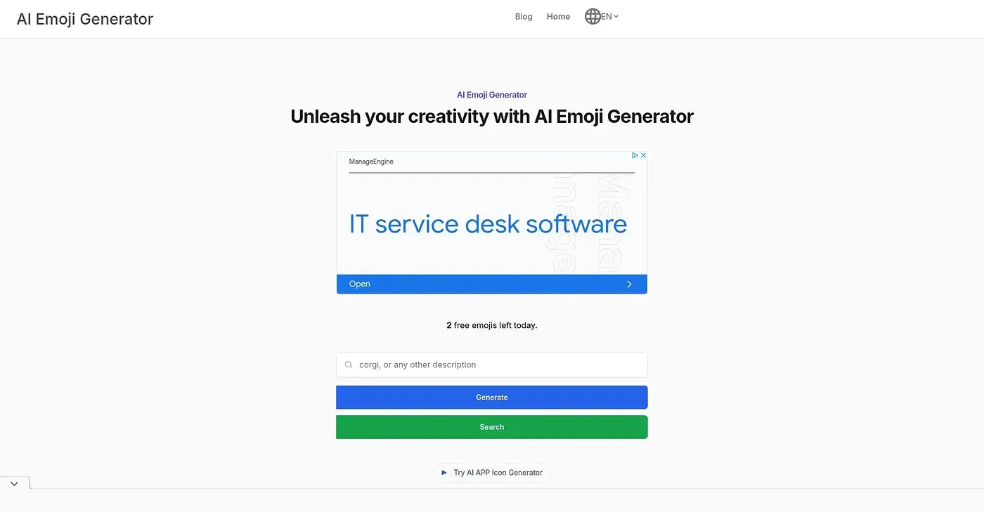 Screenshot of AI Emoji Generator
