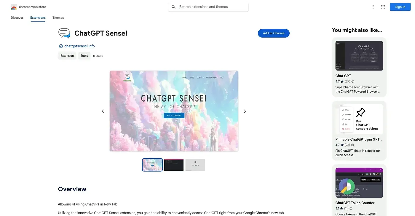 Screenshot of ChatGPT Sensei Chrome Extension