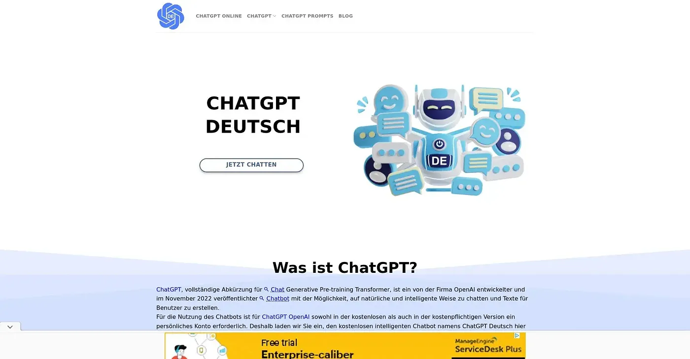 Screenshot of ChatGPT Deutsch