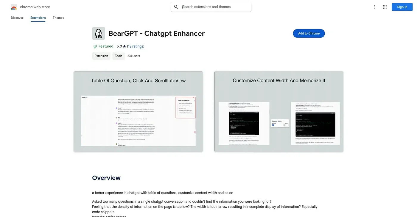 Screenshot of ChatGPT Enhancer Chrome Extension