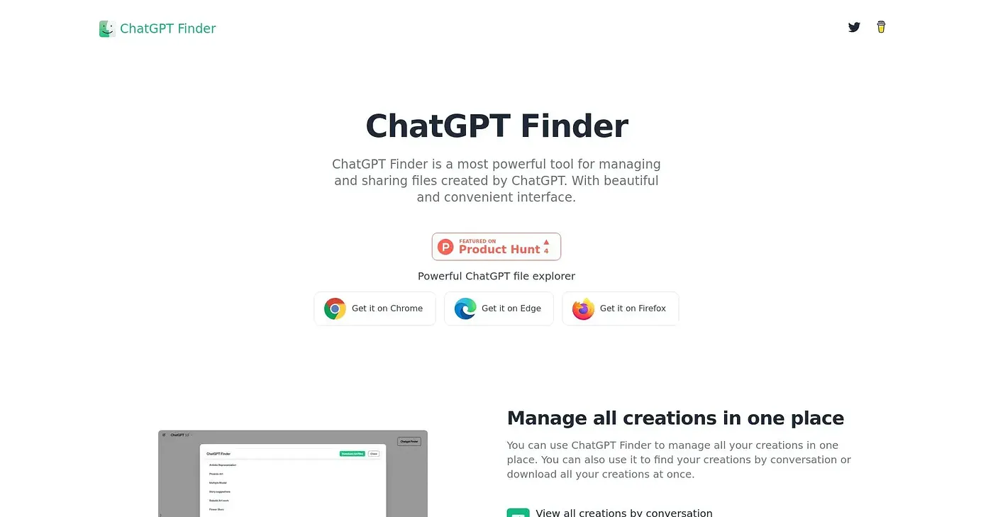 Screenshot of ChatGPT Finder