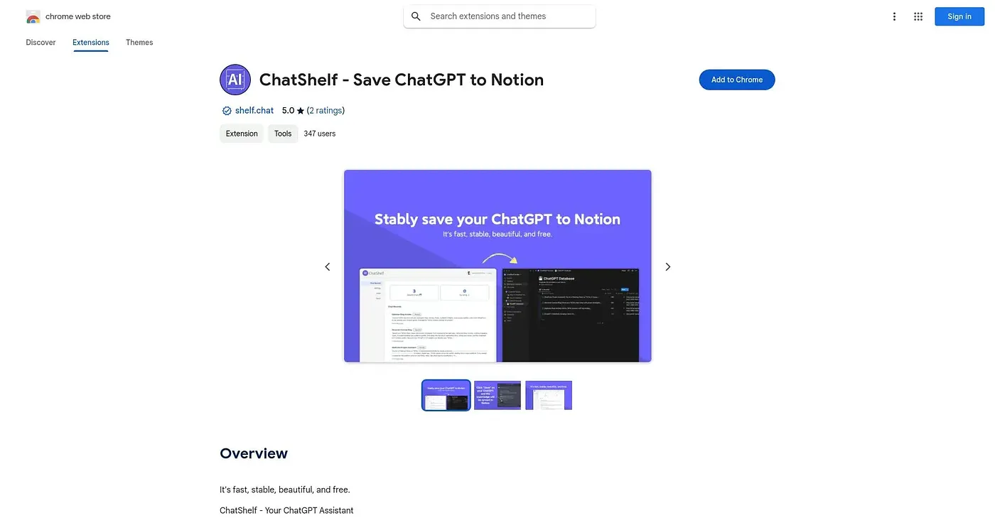 Screenshot of ChatShelf - Chrome Extension