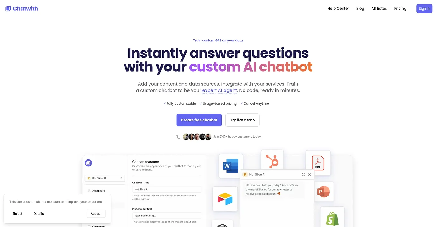 Screenshot of ChatWith