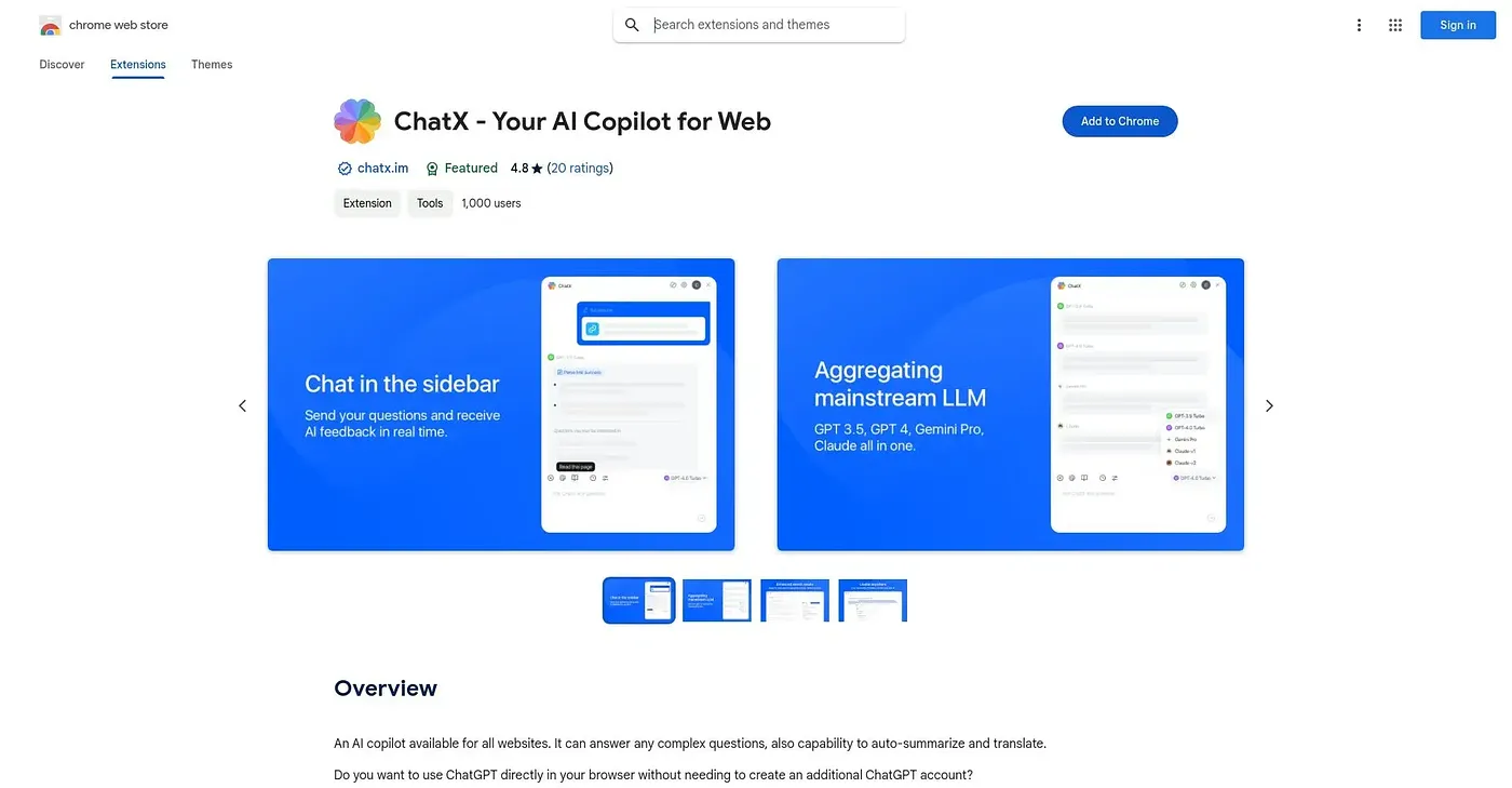 Screenshot of ChatX - Chrome Extension