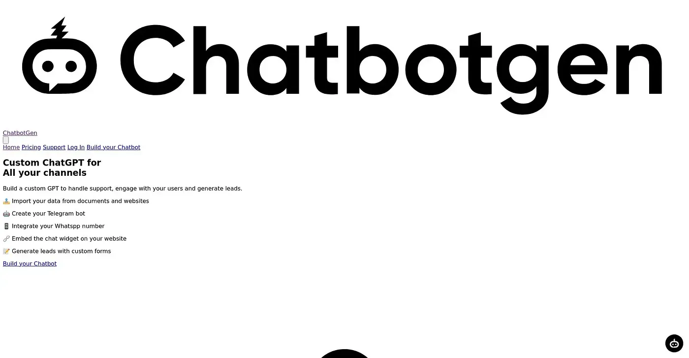 Screenshot of Chatbot Gen