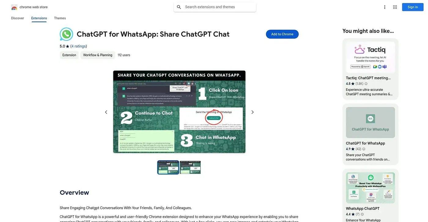 Screenshot of Chatgpt For Whatsapp - Chrome Extension