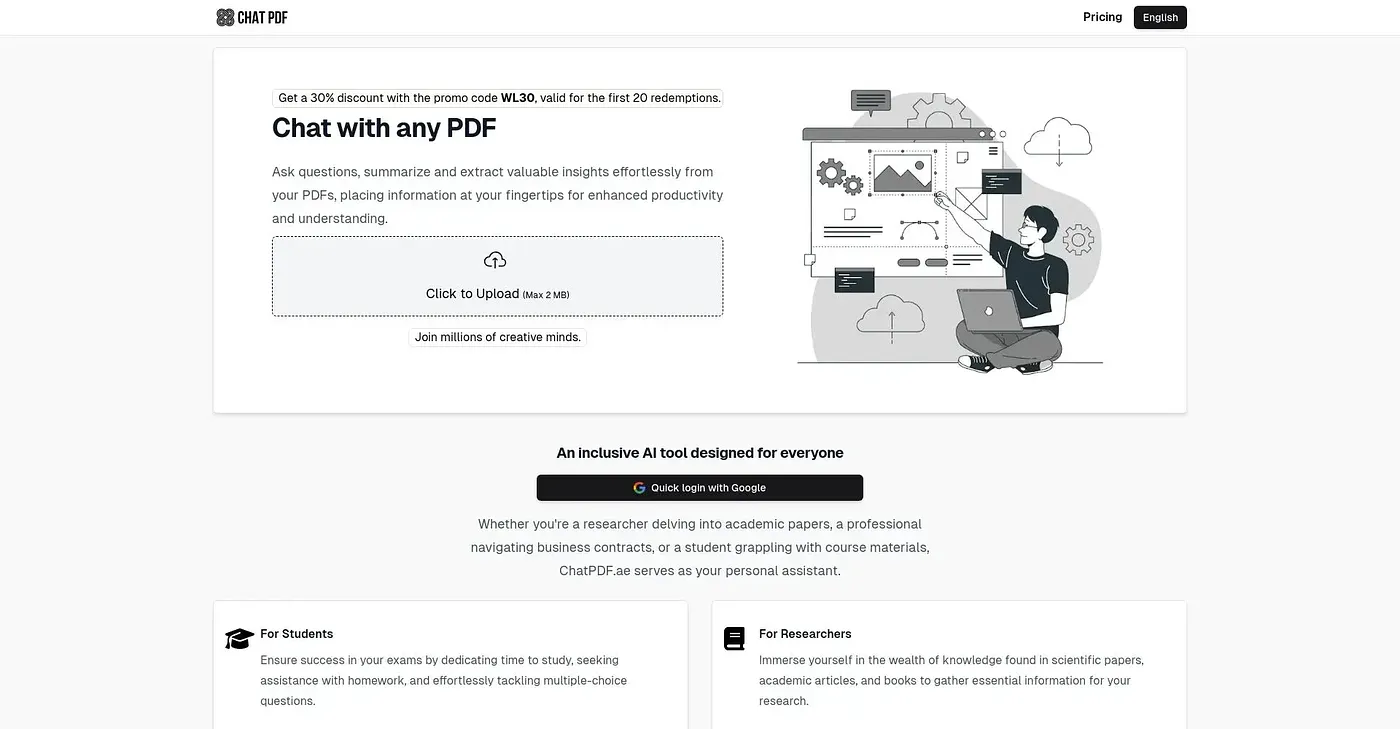 Screenshot of Chatpdf
