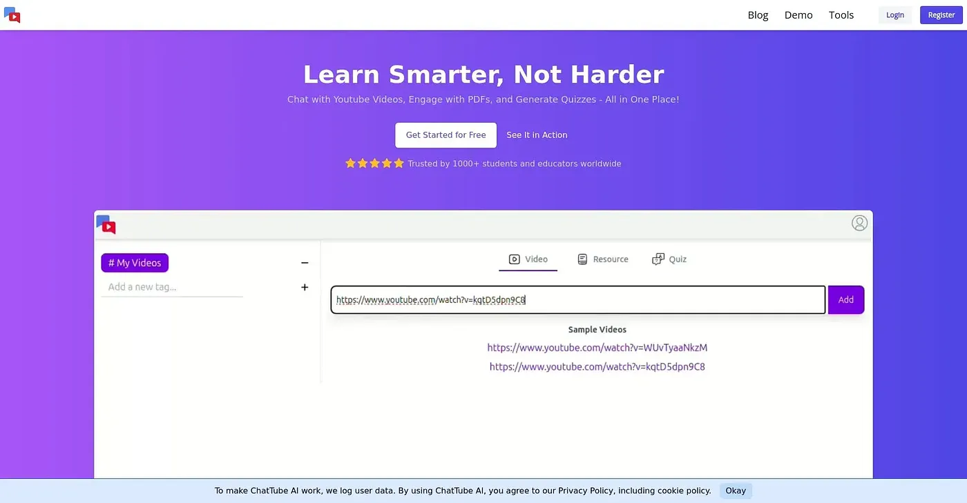 Screenshot of ChattubeAI