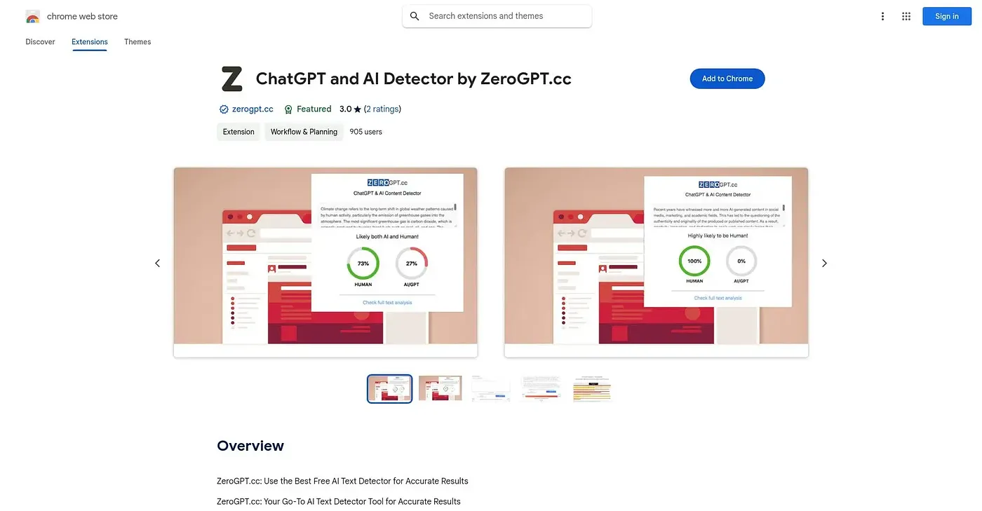 Screenshot of ChatGPT and AI Detector