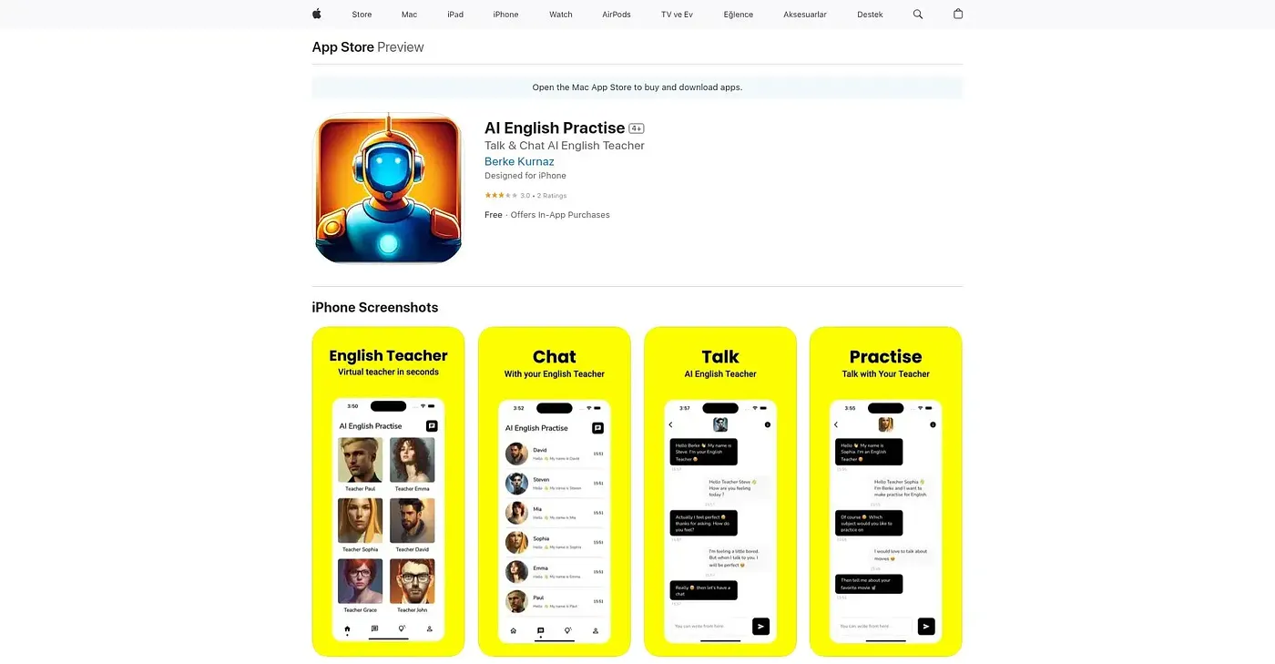 Screenshot of AI English Practise