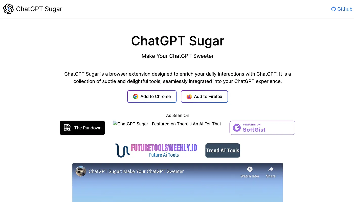 Screenshot of ChatGPTSugar