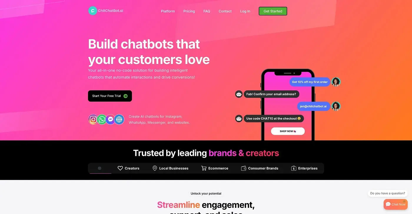 Screenshot of Chit Chatbot AI