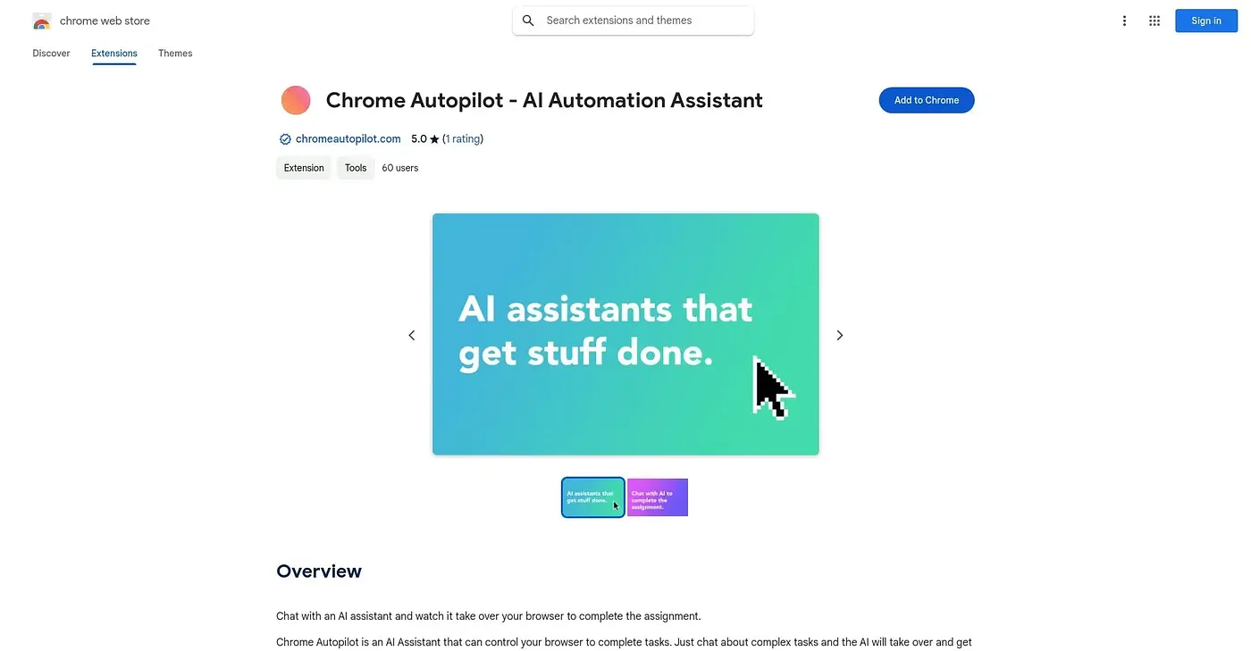 Screenshot of Chrome Autopilot AI - Chrome Extension