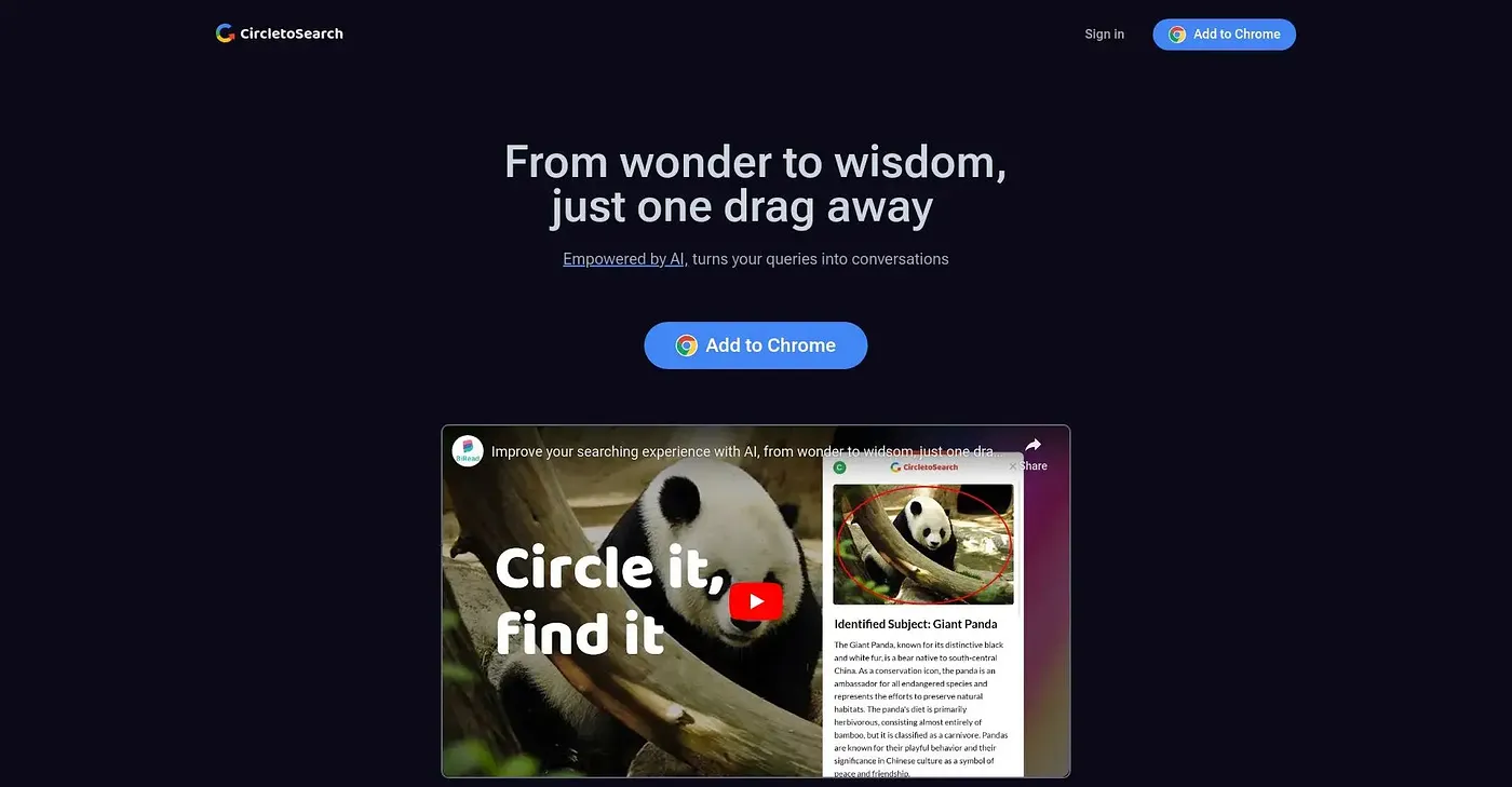 Screenshot of Circle to Search Chrome Extension