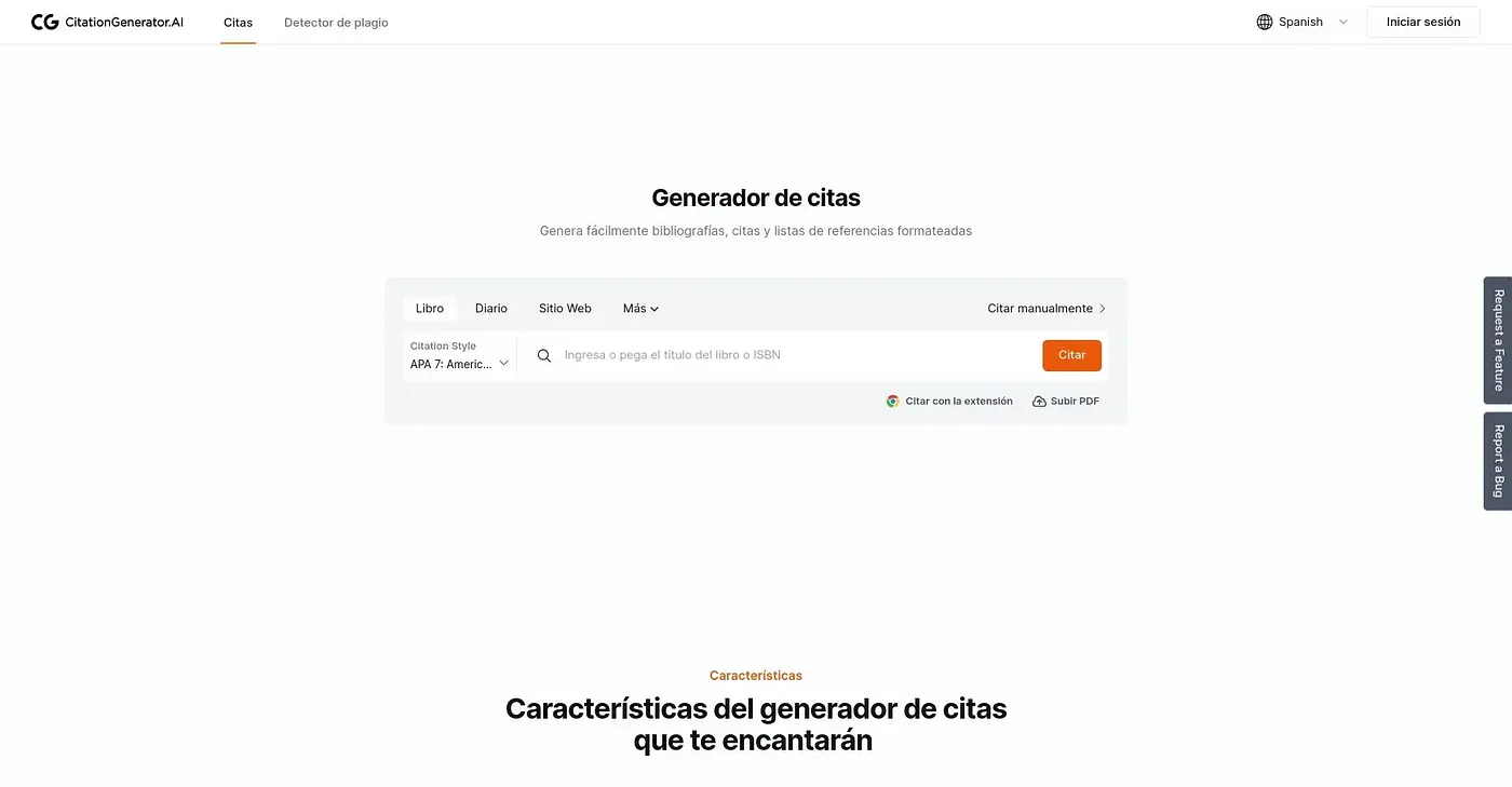 Screenshot of Citation Generator AI