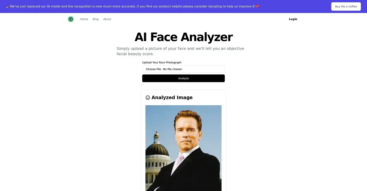 Screenshot of AI Face Analyzer