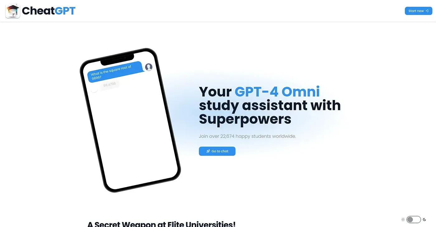 Screenshot of CheatGPT