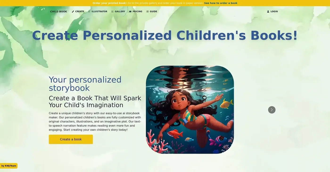 Screenshot of Child Book AI