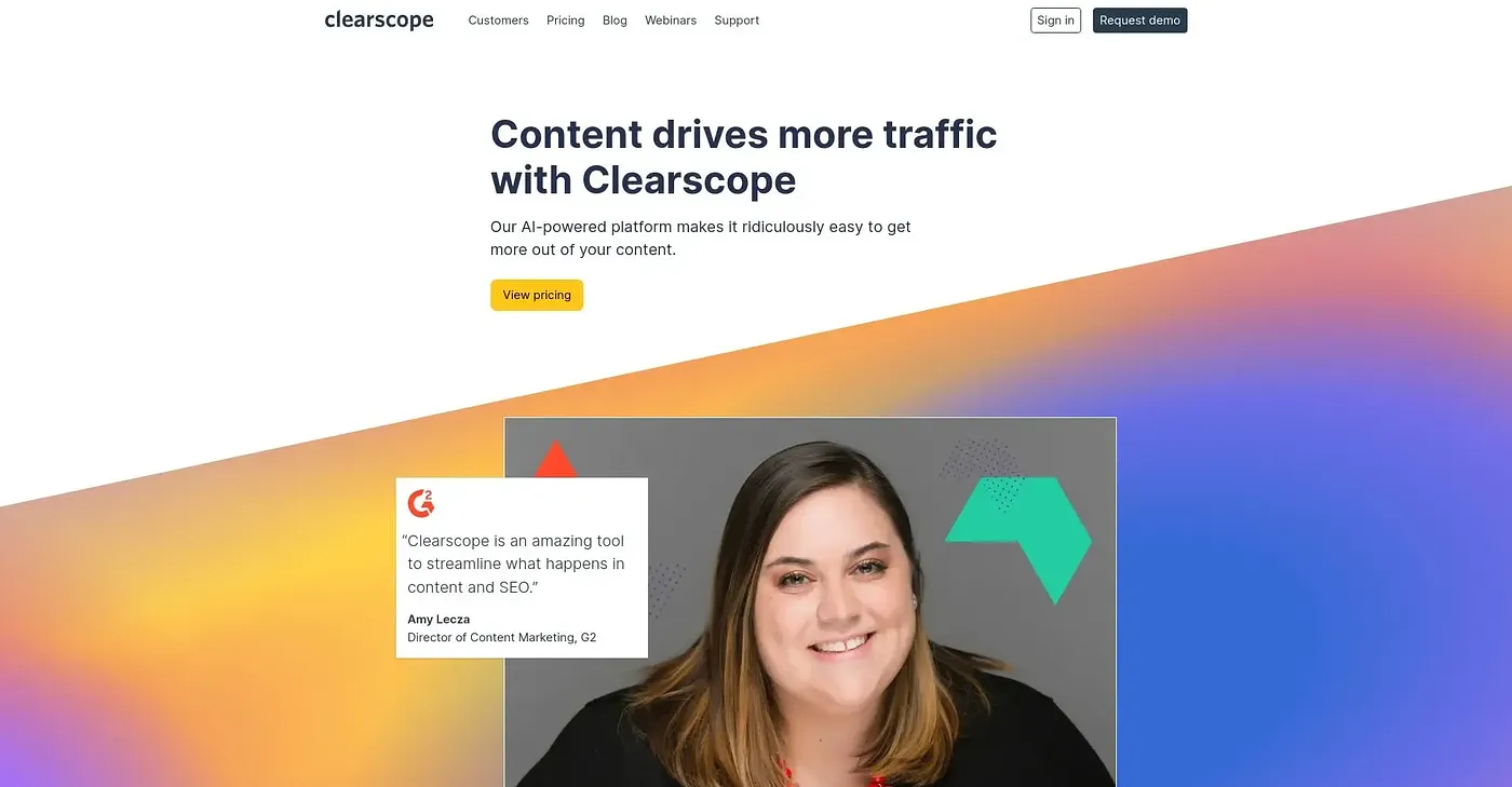 Screenshot of Clearscope