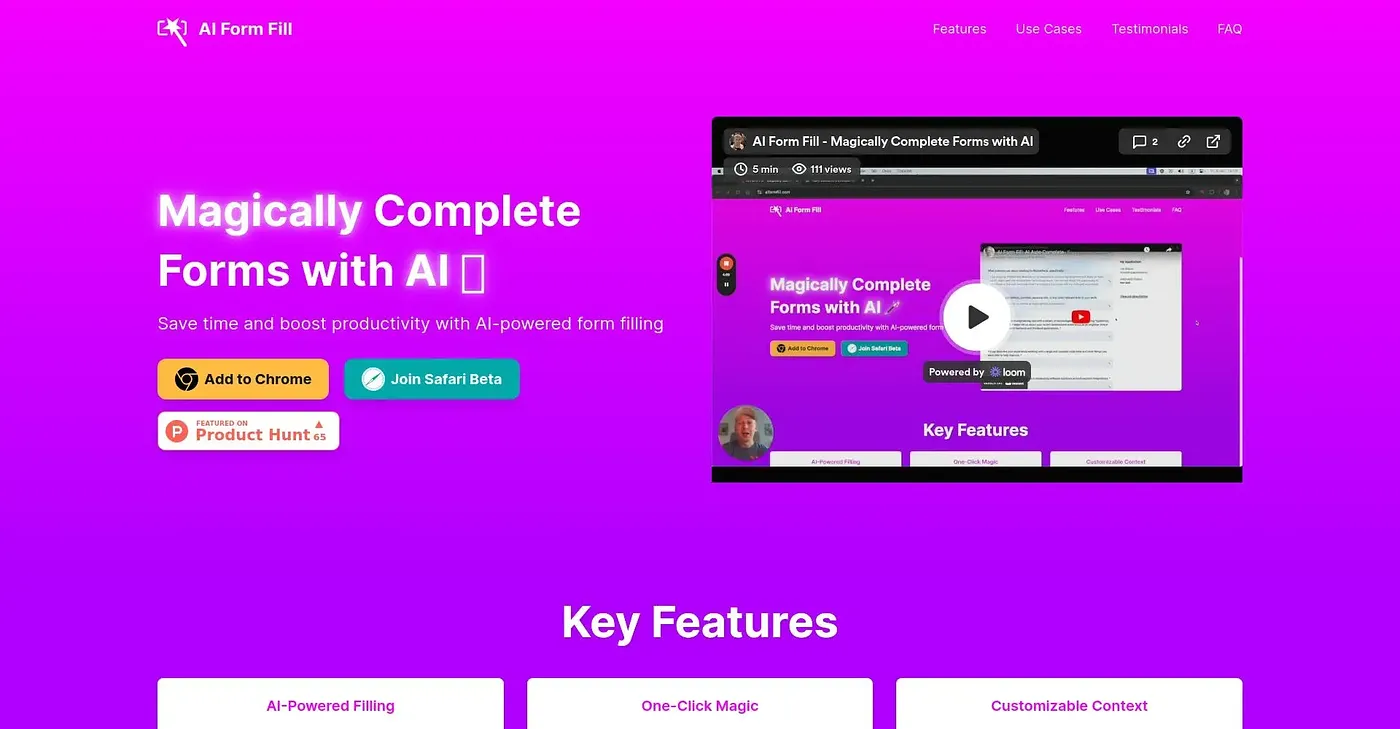 Screenshot of AI Form Fill