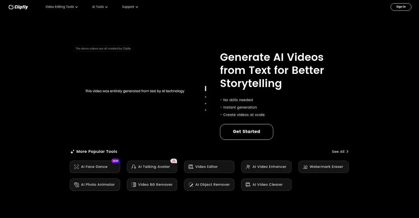 Screenshot of Clipfly AI