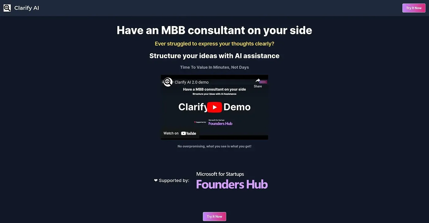 Screenshot of Clarify AI