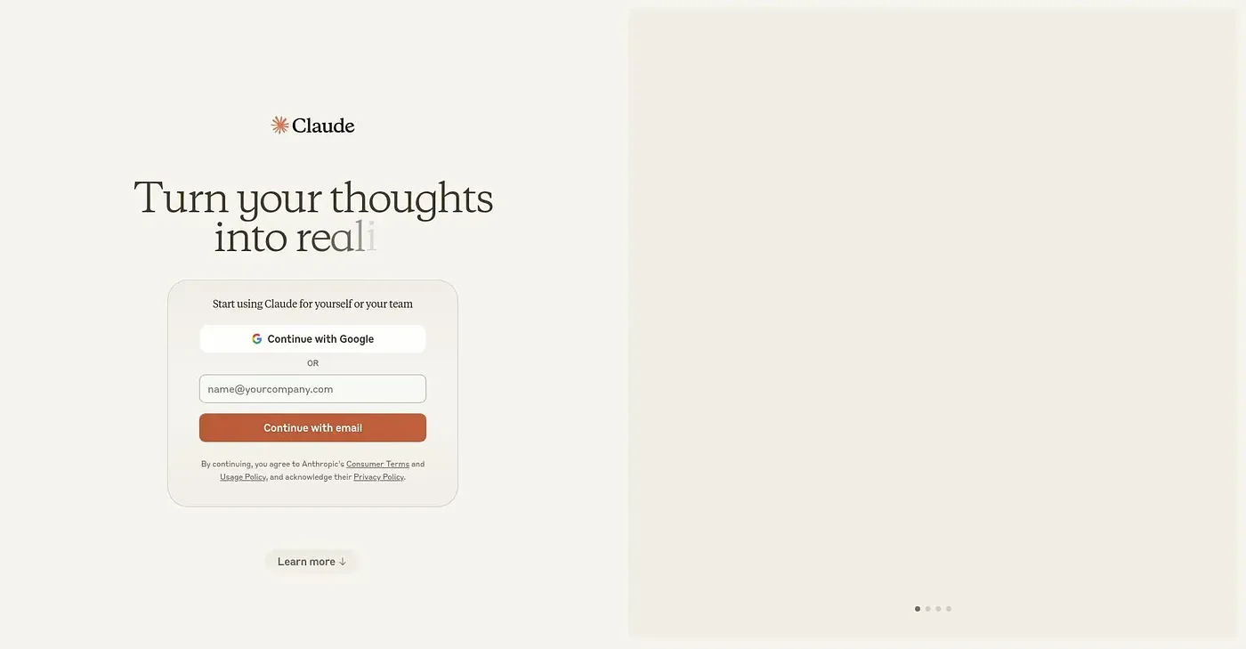 Screenshot of Claude AI