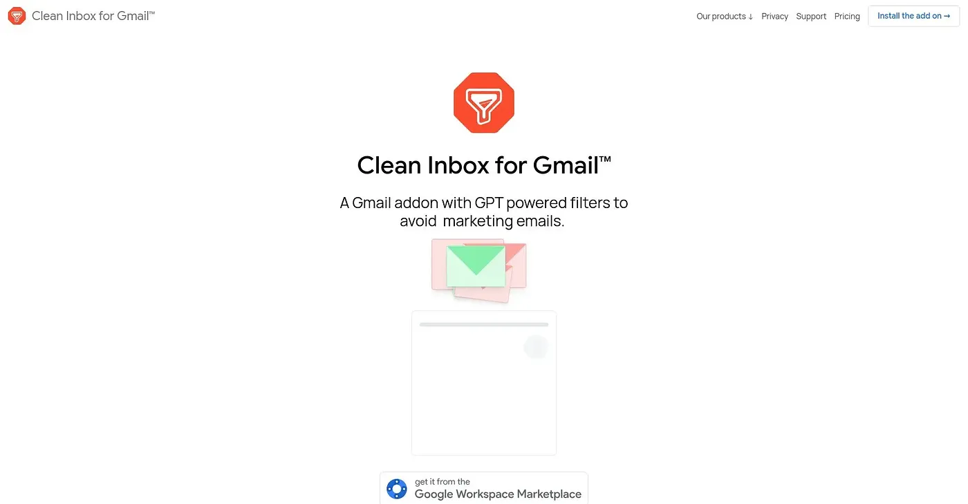 Screenshot of Clean Inbox for Gmail™