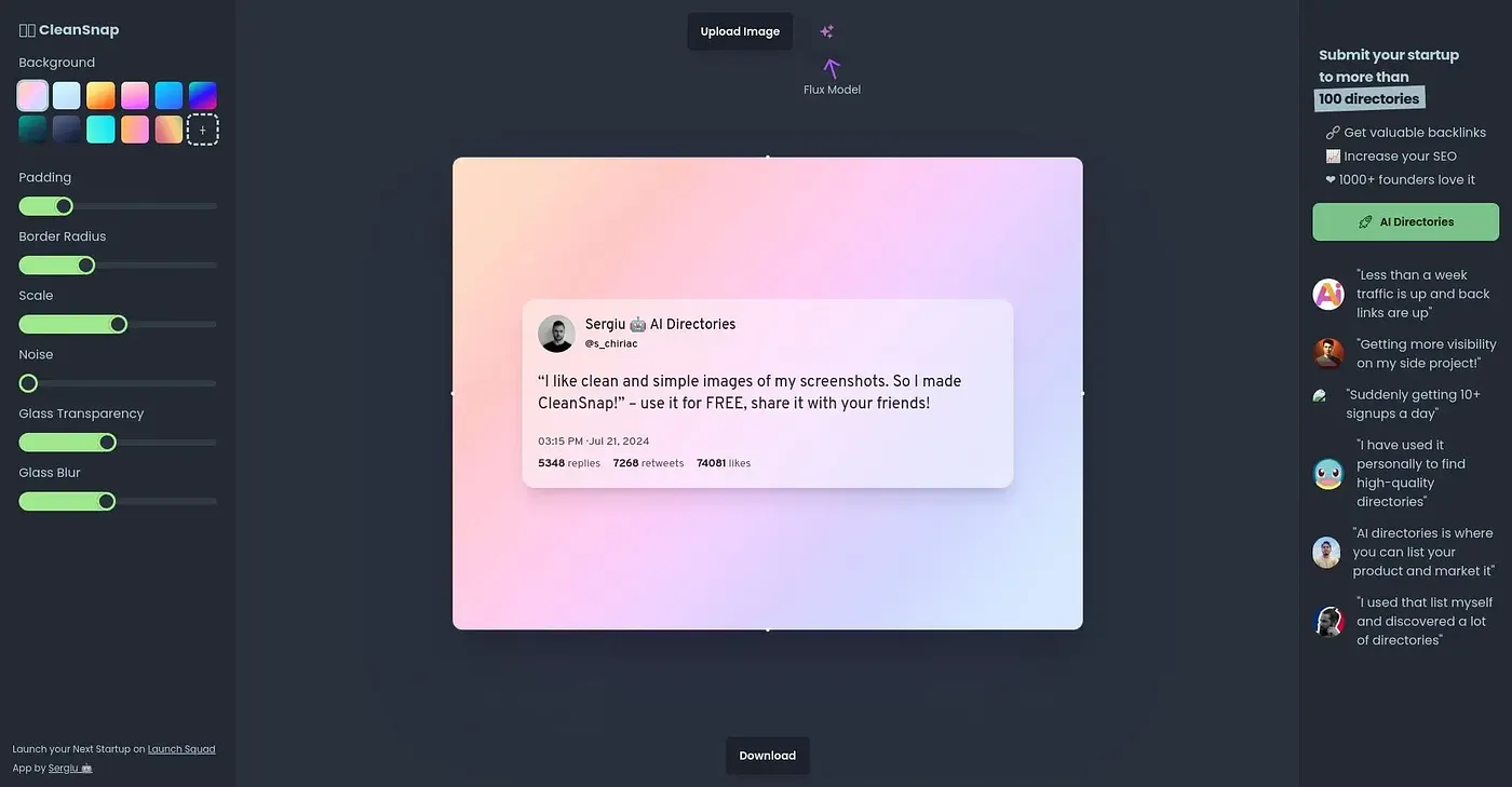 Screenshot of CleanSnap
