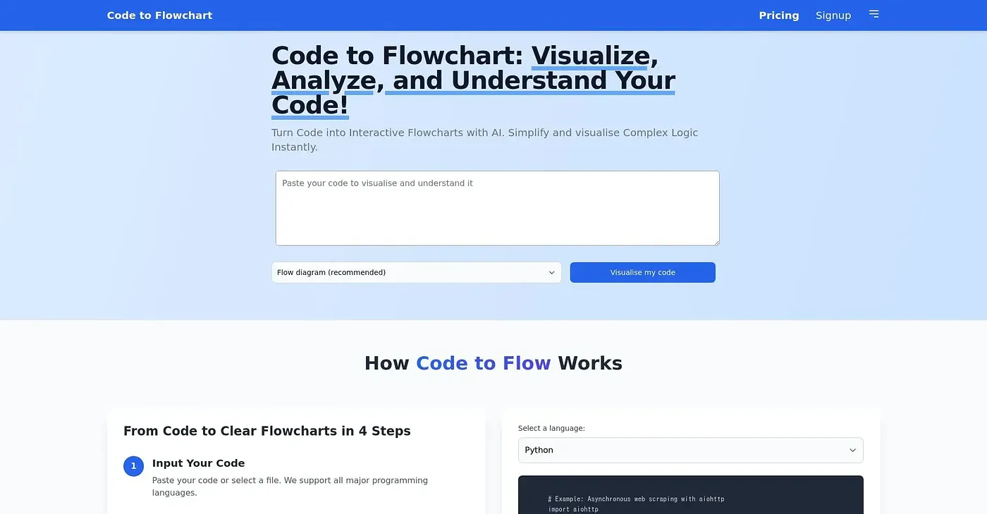 Screenshot of Code to Flow