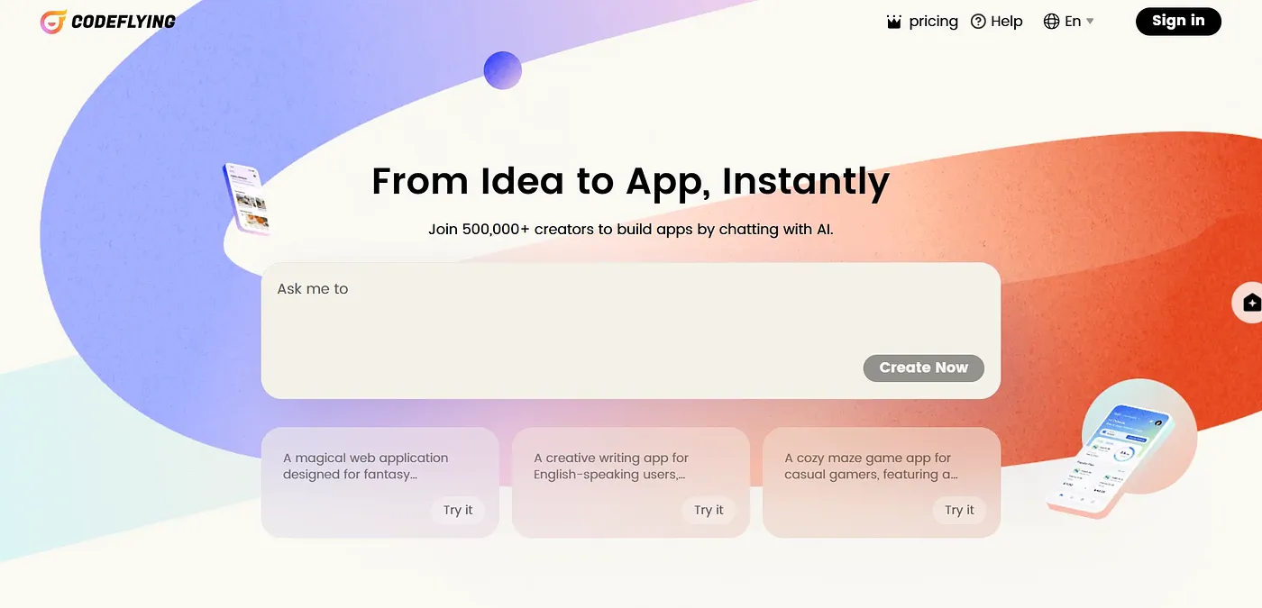 Screenshot of CodeFlying