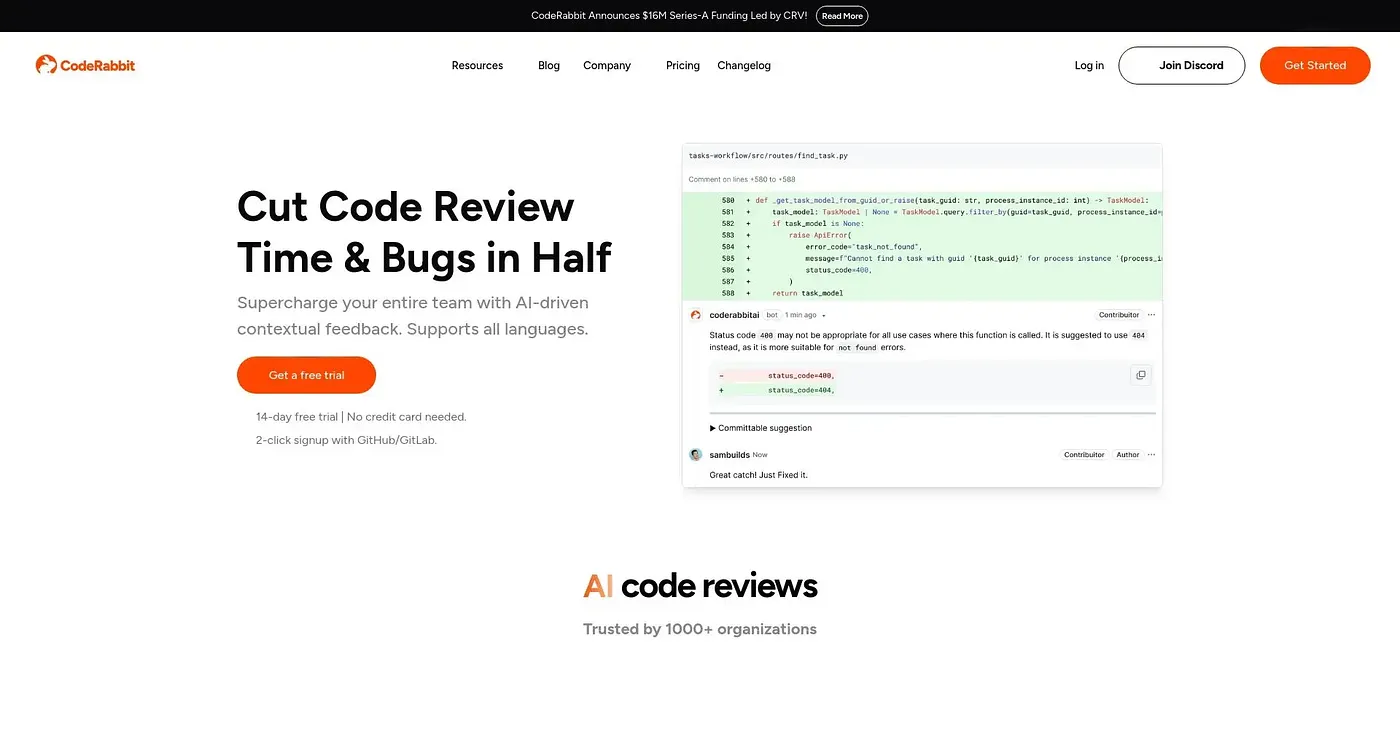 Screenshot of CodeRabbit