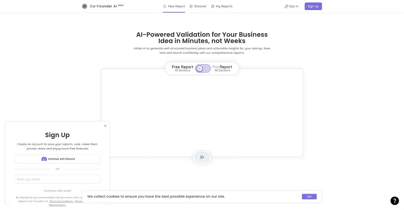Screenshot of Cofounder AI