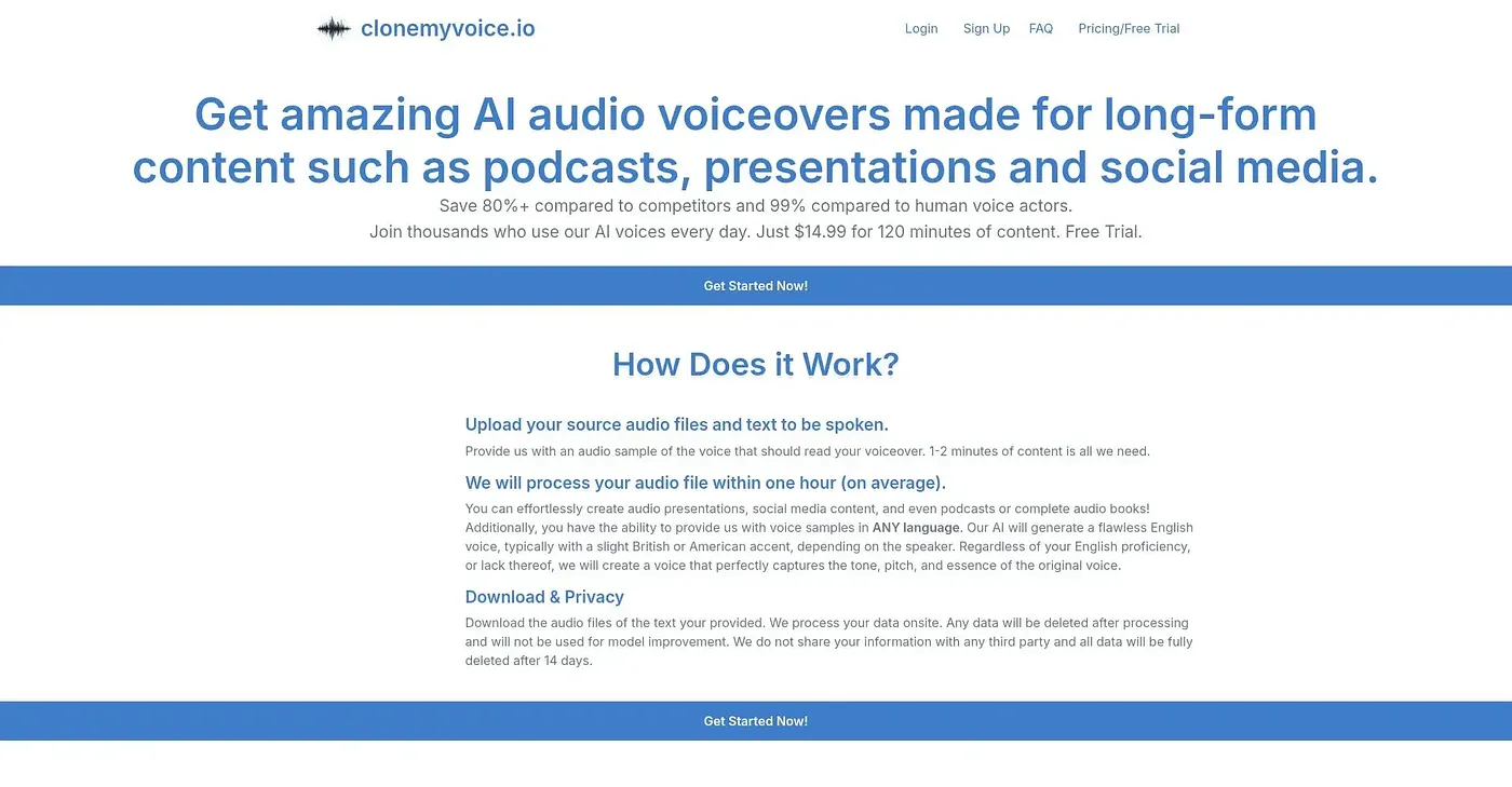 Screenshot of Clone My Voice