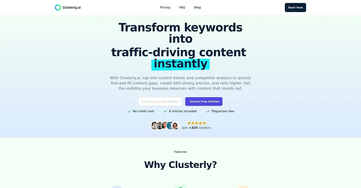 Screenshot of Clusterly AI