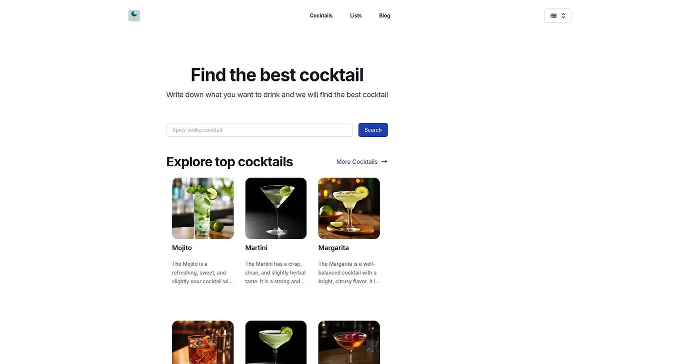 Screenshot of Cocktailwave