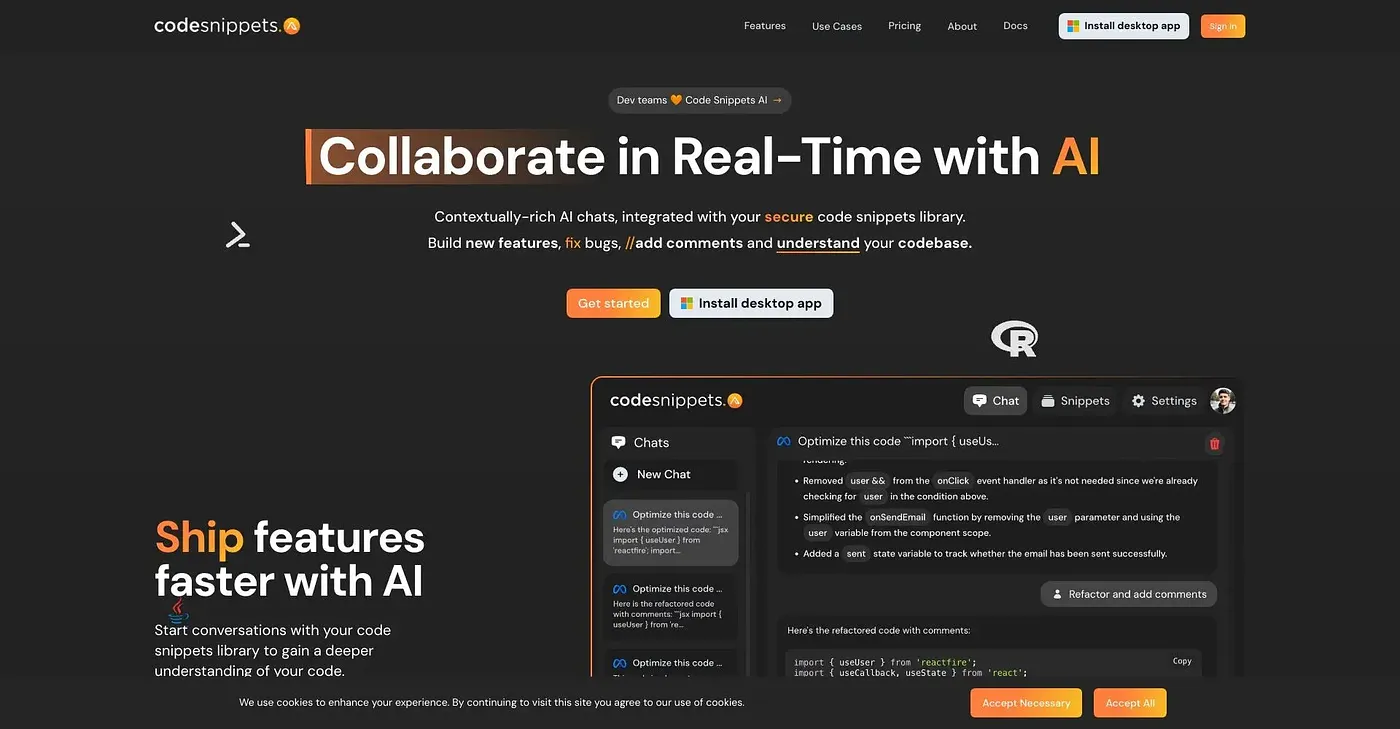 Screenshot of Code Snippets AI