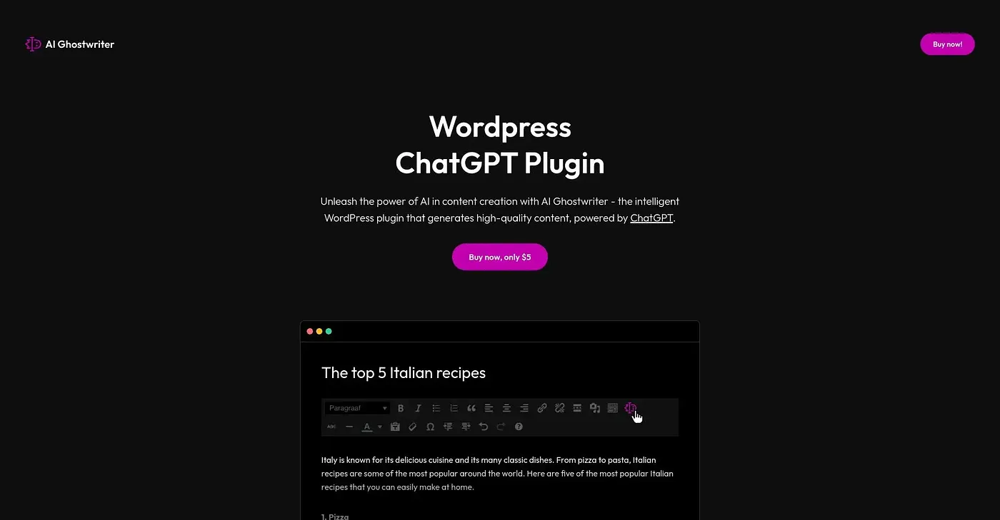 Screenshot of AI Ghostwriter
