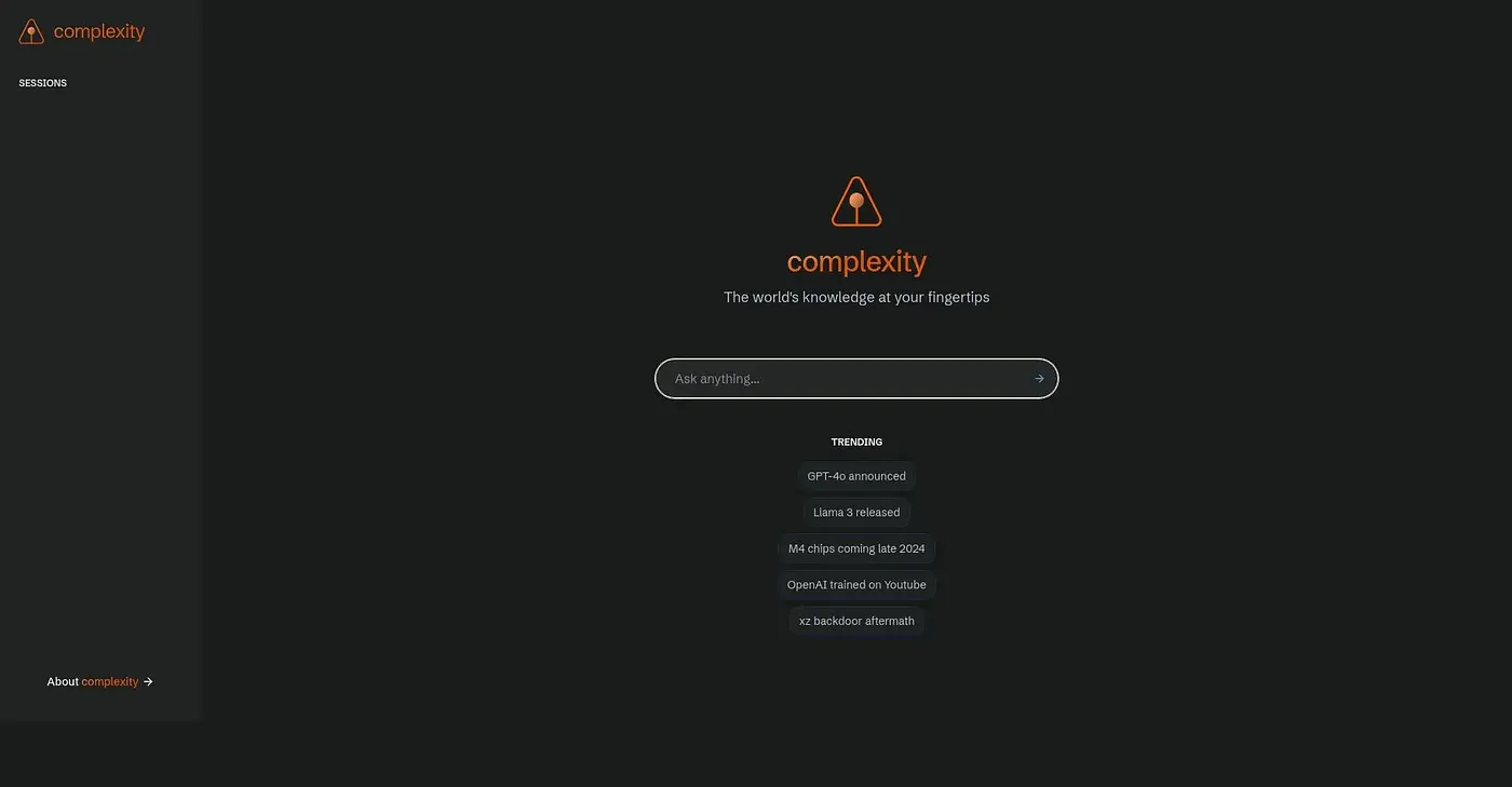 Screenshot of Complexity AI
