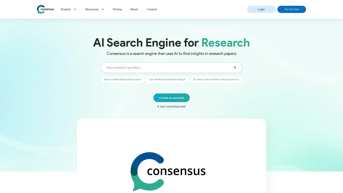 Screenshot of Consensus
