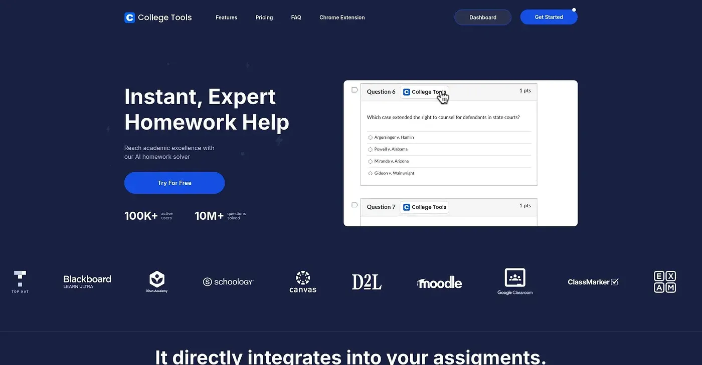 Screenshot of College Tools