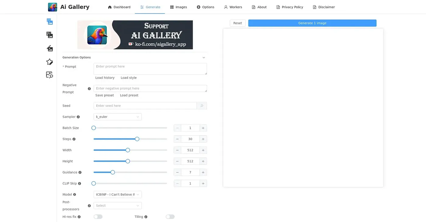 Screenshot of AI Gallery