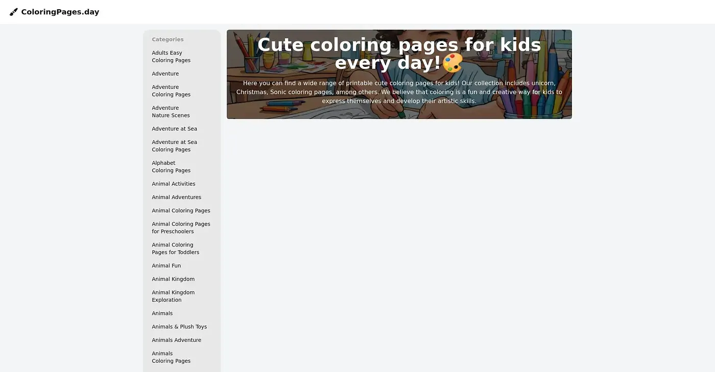 Screenshot of ColoringPages.day