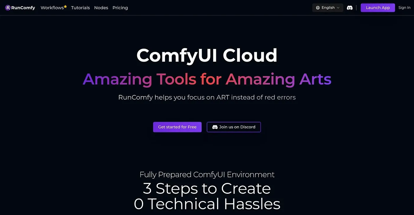 Screenshot of Comfy AI