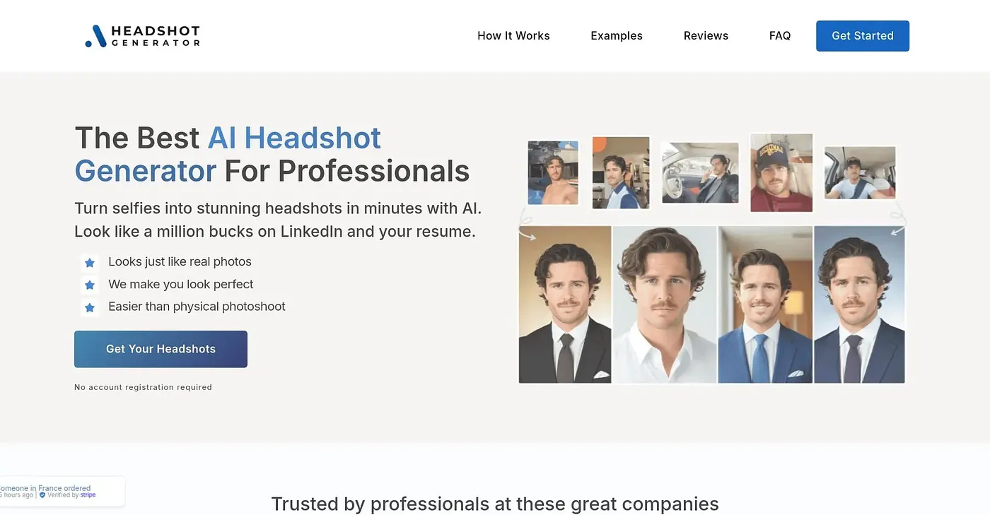 Screenshot of AI HEADSHOT GENERATOR